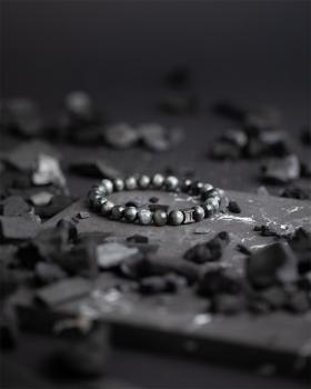 Preview: 8 mm Armband mit Hawk Eye-Stein und schwarzem Zwischenstück - Gun Black